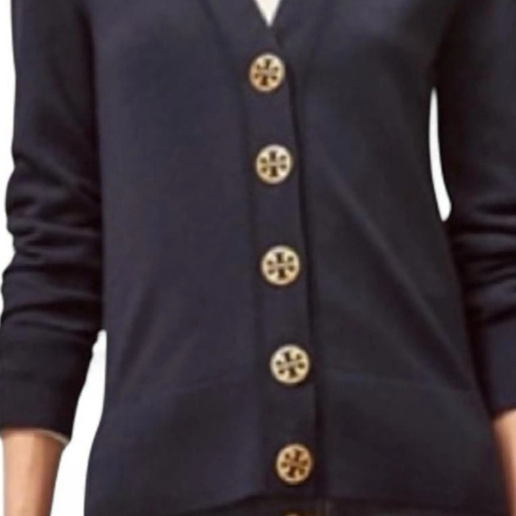 Tory Burch Dark Blue‎ Cardigan with Gold Buttons - Picture 9 of 9